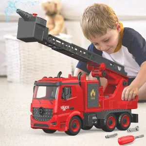 Cars Toy, Gift for Boy Girl Dwi Dowellin Fire Truck feed raft openly concern Toys for 4 5 6 7 Years Old Kids, Fire Rescue Vehicle with Shooting Water,Light&Sounds, Assemble 