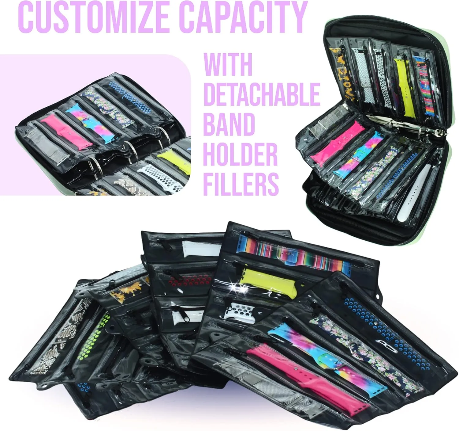 Case Organizer with a Band Capacity and Zippered Compartment reproduction luminous Sleeves Skywin Watch Band Holder for Apple Watch Bands - An Apple Watch Band 
