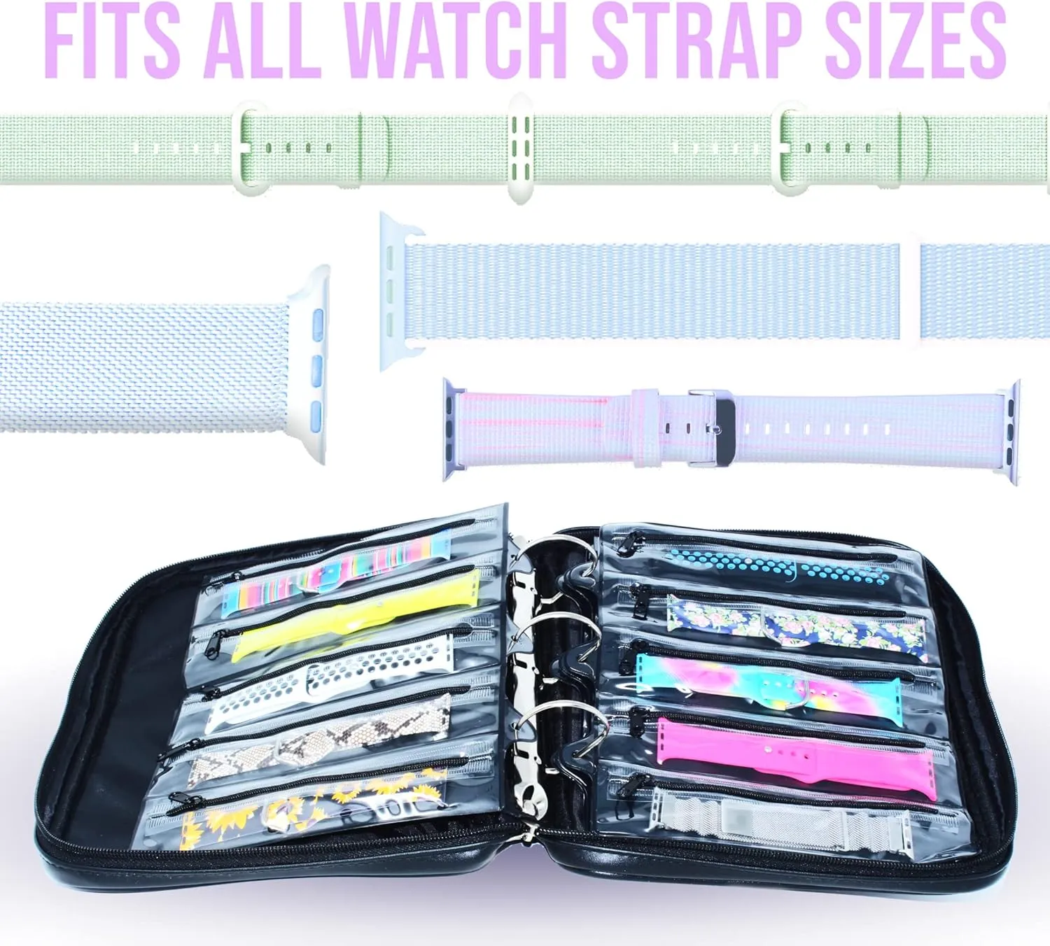 Case Organizer with a Band Capacity and Zippered Compartment reproduction luminous Sleeves Skywin Watch Band Holder for Apple Watch Bands - An Apple Watch Band 