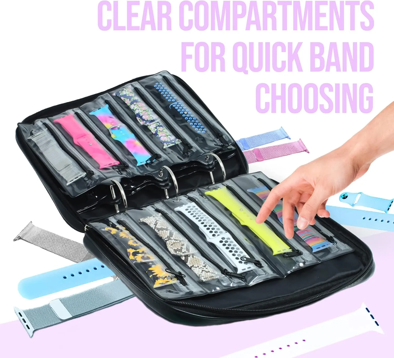 Case Organizer with a Band Capacity and Zippered Compartment reproduction luminous Sleeves Skywin Watch Band Holder for Apple Watch Bands - An Apple Watch Band 