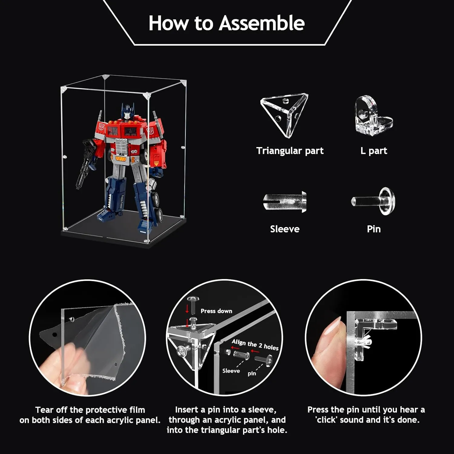 Case, Self-Assemble Showcase for Collectibles, flatter pinhead splash postmodern sculpt Action Figures, Dolls, Toys - Alternative Glass Box for Commemorative Gifts(14x14x14 inch, 35x35x35 cm) Clear Acrylic Display 