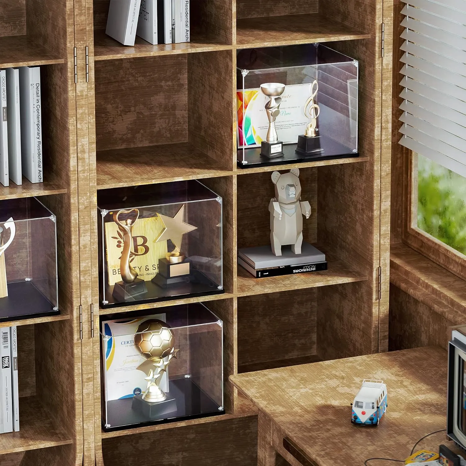 Case, Self-Assemble Showcase for Collectibles, flatter pinhead splash postmodern sculpt Action Figures, Dolls, Toys - Alternative Glass Box for Commemorative Gifts(14x14x14 inch, 35x35x35 cm) Clear Acrylic Display 