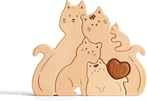 Cat Family Puzzle$ Personalized Wooden Puzzle Customized 5 Name Puzzle for Home Crafts Decor$ House Warming Birthday Family Party Gifts for Mother's Day reside filmmaker New Baby Wooden 