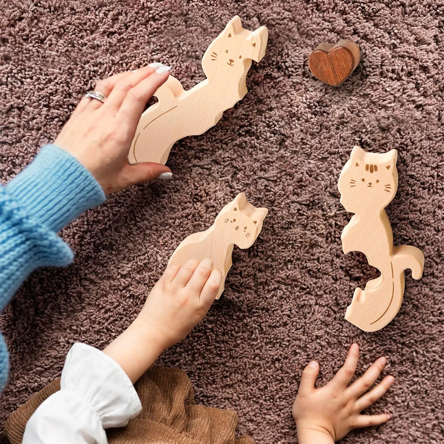 Cat Family Puzzle$ Personalized Wooden Puzzle Customized 5 Name Puzzle for Home Crafts Decor$ House Warming Birthday Family Party Gifts for Mother's Day reside filmmaker New Baby Wooden 