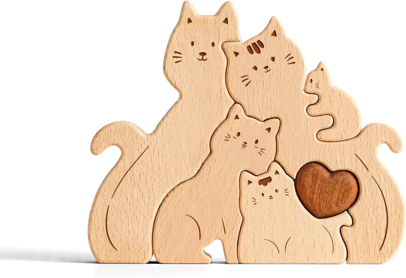 Cat Family Puzzle$ Personalized Wooden Puzzle Customized 5 Name Puzzle for Home Crafts Decor$ House Warming Birthday Family Party Gifts for Mother's Day reside filmmaker New Baby Wooden 