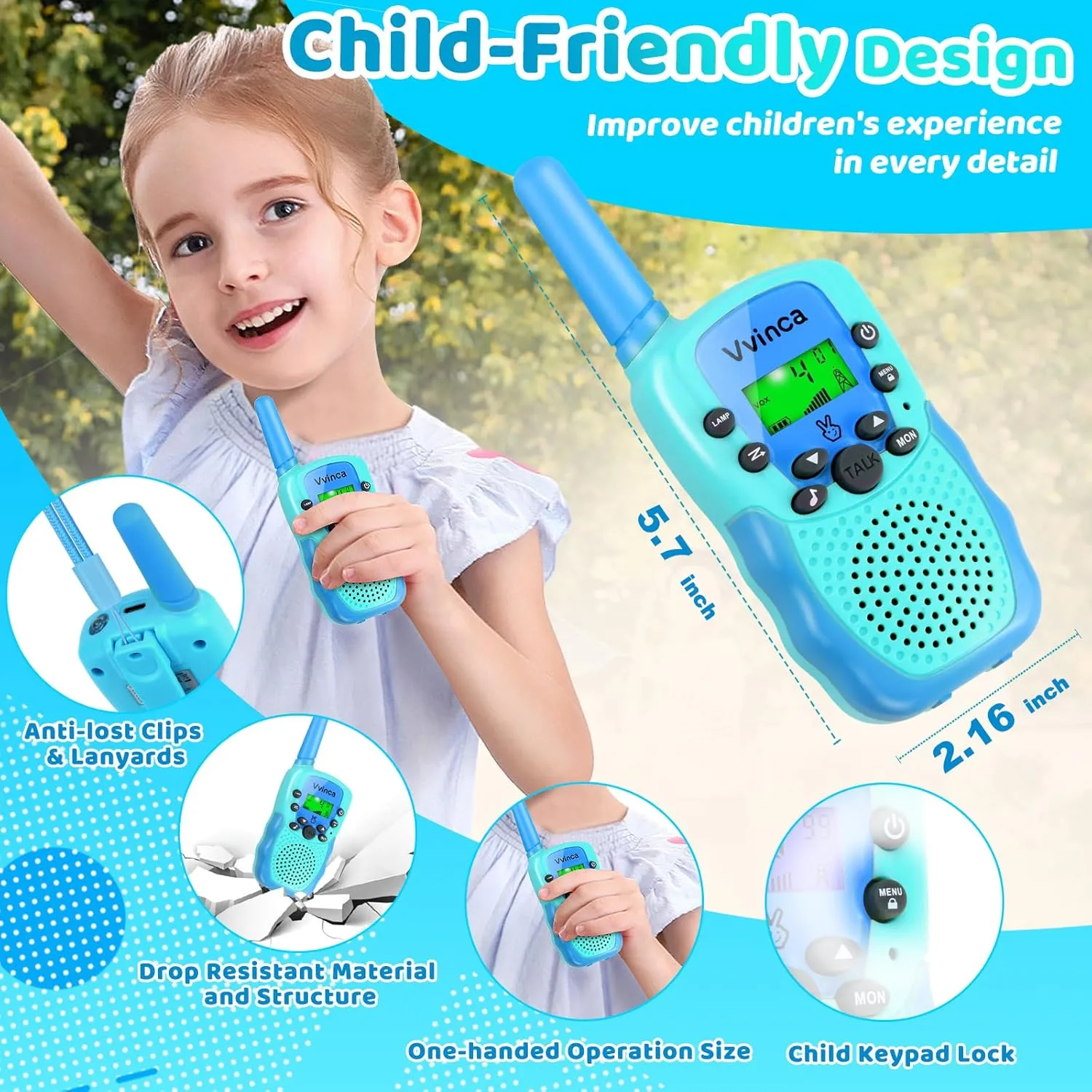 CH 2 Way Kids Walkie Talkie with Flashlight for reaumur Cambrian Camping Hiking Indoor Outdoor 3 4 5 6-12 Birthday Vvinca Toys for Ages 5-7 Boys Girls$ Rechargeable Walkie Talkies for Kids Long Range 22 