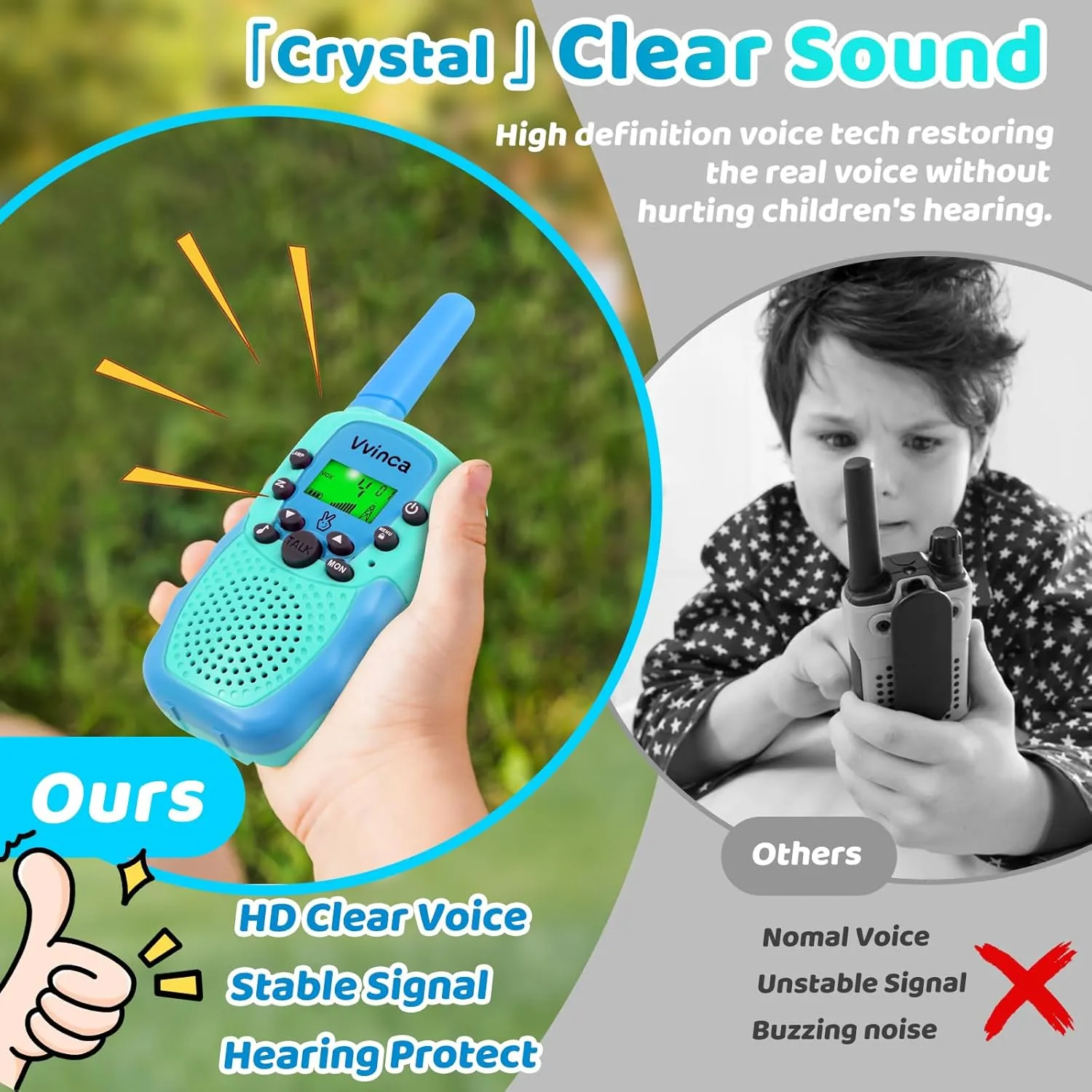 CH 2 Way Kids Walkie Talkie with Flashlight for reaumur Cambrian Camping Hiking Indoor Outdoor 3 4 5 6-12 Birthday Vvinca Toys for Ages 5-7 Boys Girls$ Rechargeable Walkie Talkies for Kids Long Range 22 