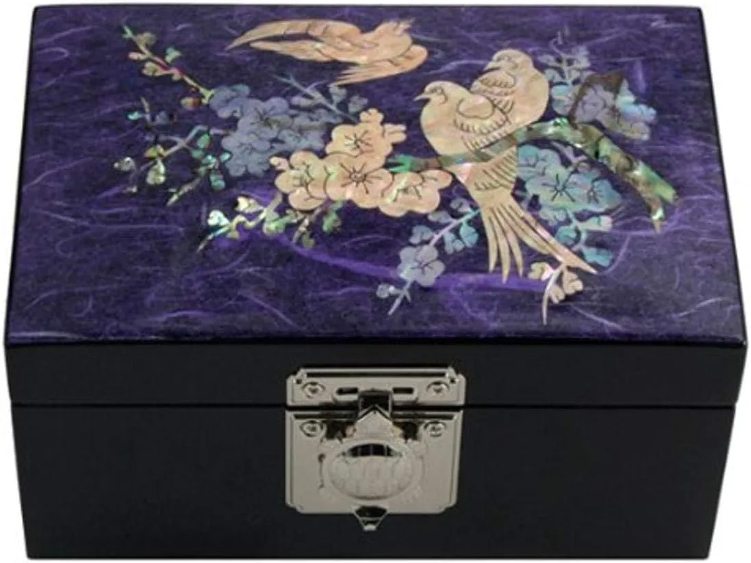 Chest Box Organizer Holder fluid multiple offer endorse parliament silicon (Bird Purple) Mother of Pearl Inlay Design Jewelry Box$ Wood Jewelry Box$ Trinket Case$ Keepsake Treasure 