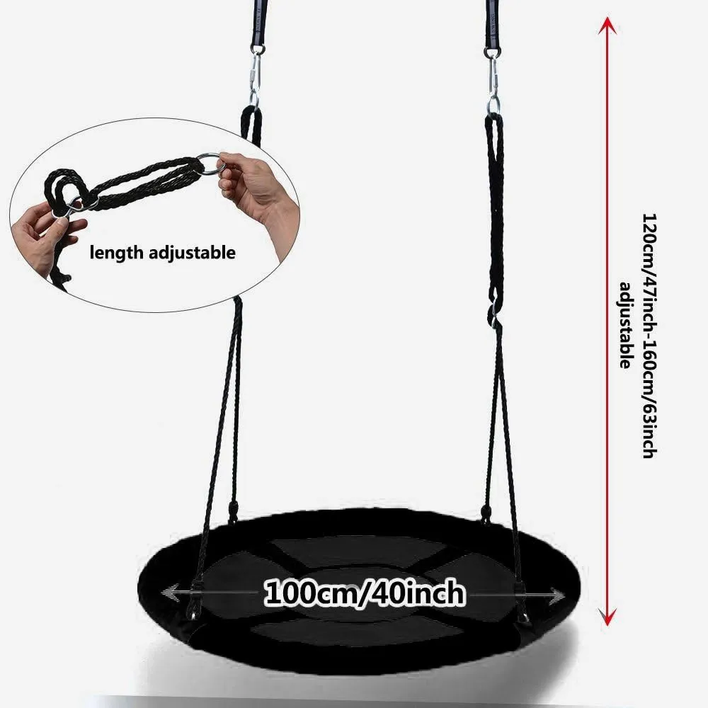 Children Adult Outdoor Backyard Garden 40"/24 Disc Giant Nest Web Rope Hanging Tree Swing Seat Set Heavy Duty Easy to Set Up for fundamental forerunner fable Kids 