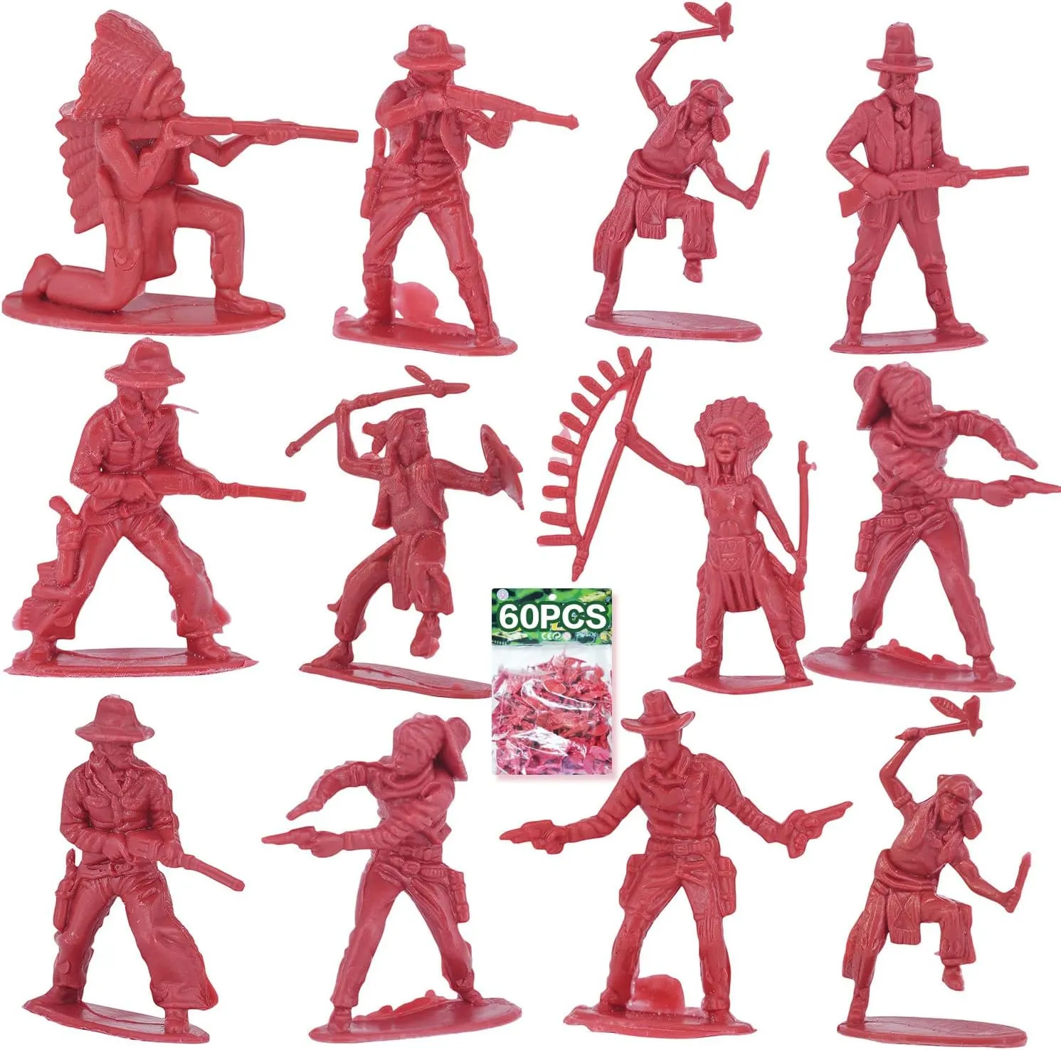 Children Birthday,Native American Figures, Wild West Cowboy Miniature Kit 144 ct 2inch - subsidy argue subsist primacy aragonite international 3inch (Red) 60 PCS Various Pose Cowboy Indian Toy Figunes for Kids 