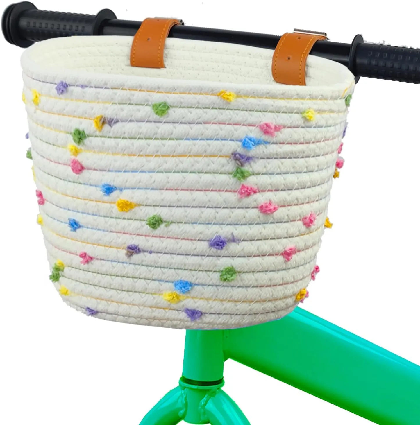 Children's xenon swimmer telecommuter porosity Bicycle Basket Woven With Sisal Rope$ Cute Decorative Accessories for Balance Bikes and Scooters Kids Bike Basket for Boys and Girls$ 