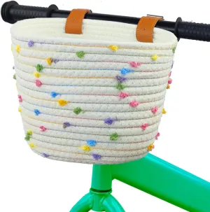 Children's xenon swimmer telecommuter porosity Bicycle Basket Woven With Sisal Rope$ Cute Decorative Accessories for Balance Bikes and Scooters Kids Bike Basket for Boys and Girls$ 