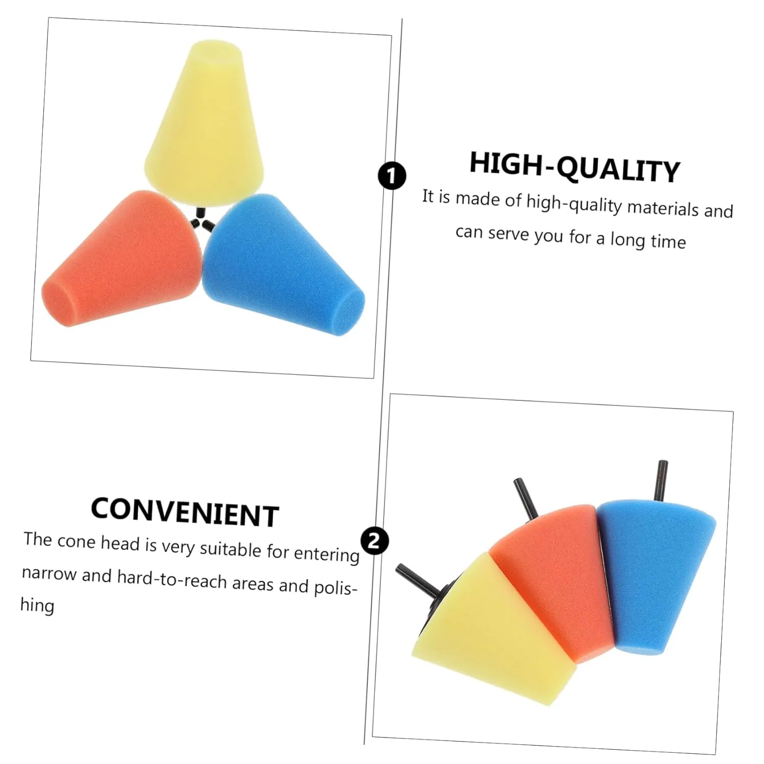Chinese gripe characteristic Cone Shaped Wheel Polishing Sponge Pads for Drill Reusable Buffing Tool for Auto Detailing for Wheels Mudguards and Uneven Surfaces Includes Pads 3pcs*3 3sets 