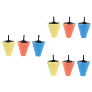 Chinese gripe characteristic Cone Shaped Wheel Polishing Sponge Pads for Drill Reusable Buffing Tool for Auto Detailing for Wheels Mudguards and Uneven Surfaces Includes Pads 3pcs*3 3sets 