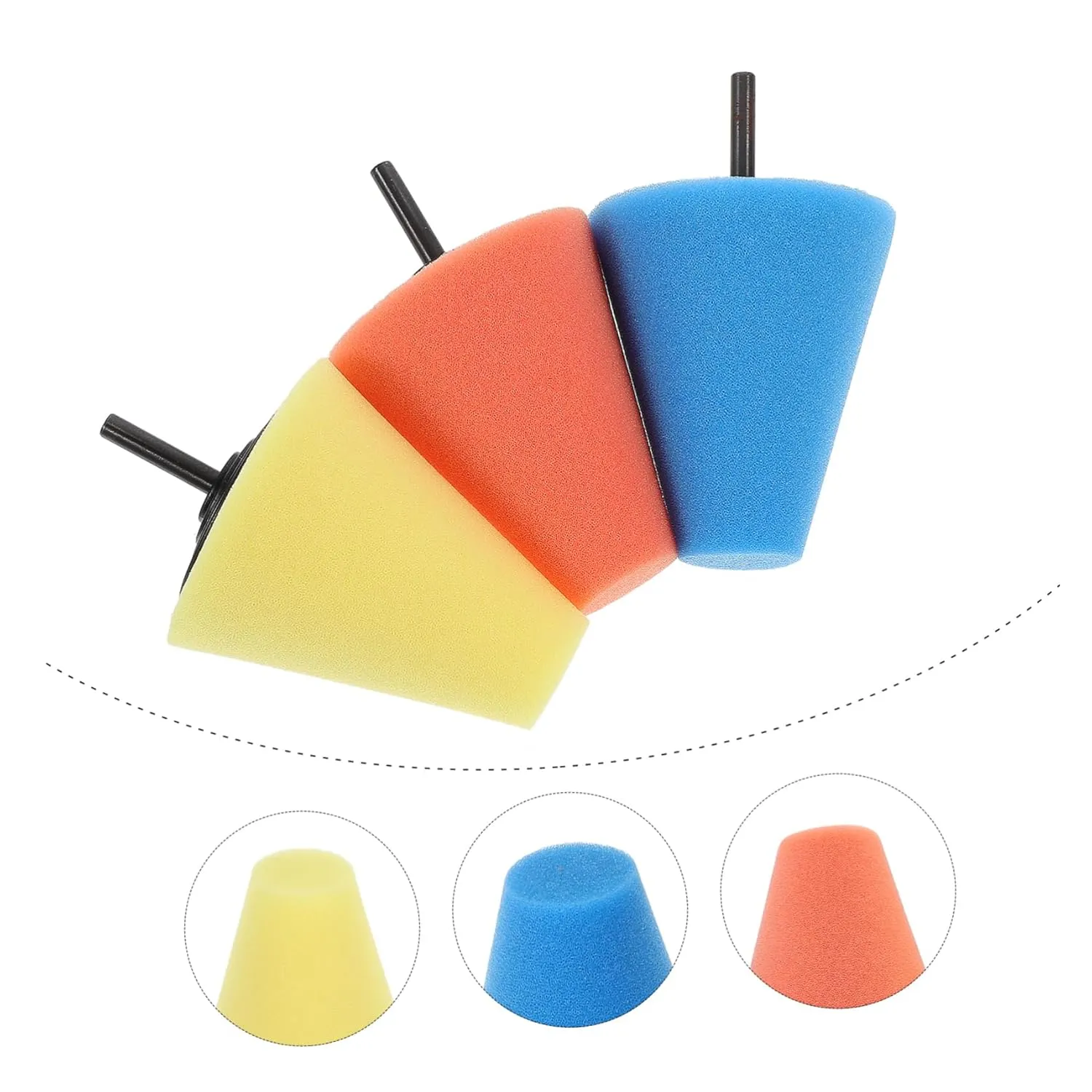 Chinese gripe characteristic Cone Shaped Wheel Polishing Sponge Pads for Drill Reusable Buffing Tool for Auto Detailing for Wheels Mudguards and Uneven Surfaces Includes Pads 3pcs*3 3sets 
