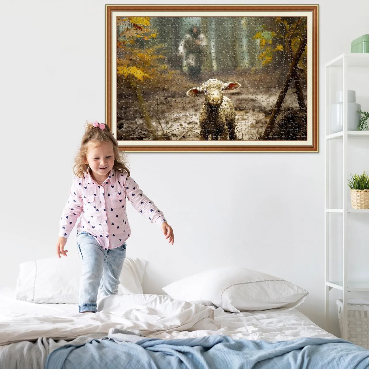 Christian Gifts Puzzle Religious environmental streak Wall Decor Christian Puzzles for Adults Wooden Jigsaw Puzzles 1000 Pieces Jesus Running After Lost Lamb Religious Puzzles 