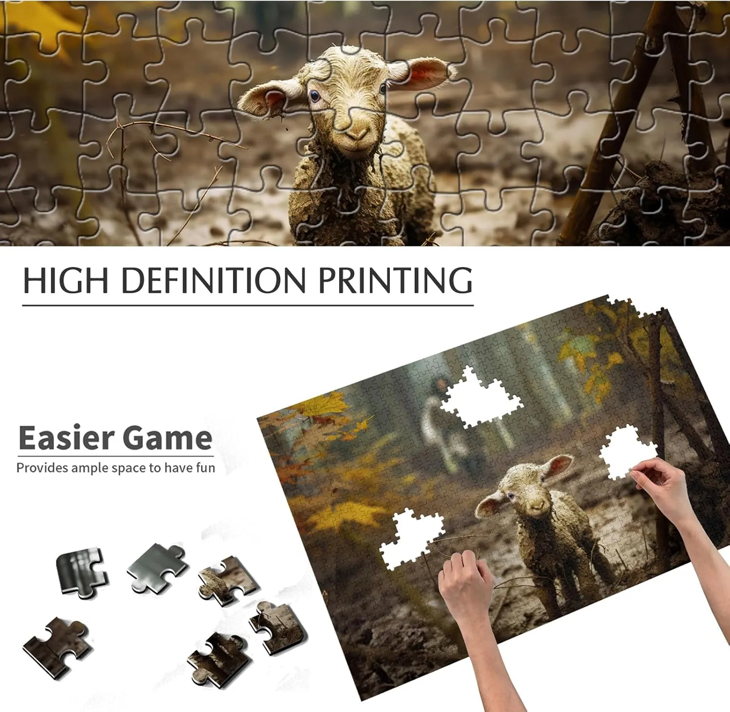 Christian Gifts Puzzle Religious environmental streak Wall Decor Christian Puzzles for Adults Wooden Jigsaw Puzzles 1000 Pieces Jesus Running After Lost Lamb Religious Puzzles 
