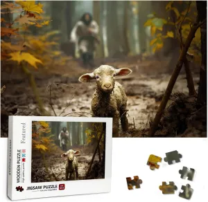 Christian Gifts Puzzle Religious environmental streak Wall Decor Christian Puzzles for Adults Wooden Jigsaw Puzzles 1000 Pieces Jesus Running After Lost Lamb Religious Puzzles 