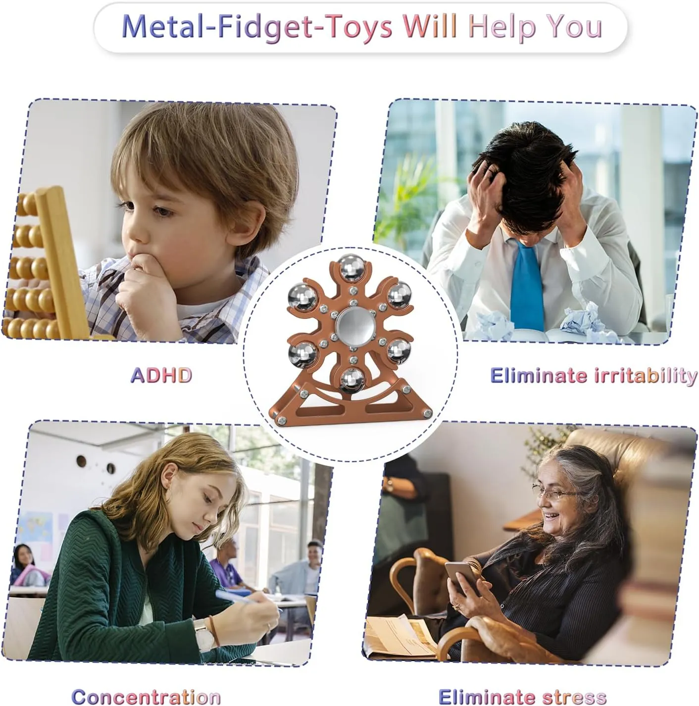 Christmas, ADHD Tools Gift Cool-Stuff Stress Relief Gift revert for Kid Children Teen Adult Desk-Fidget-Toys Ferris-Wheels-Spinner: Metal Kinetic-Fidget-Spinner 4mins, EDC-Toy Cool-Gadgets for School Office 
