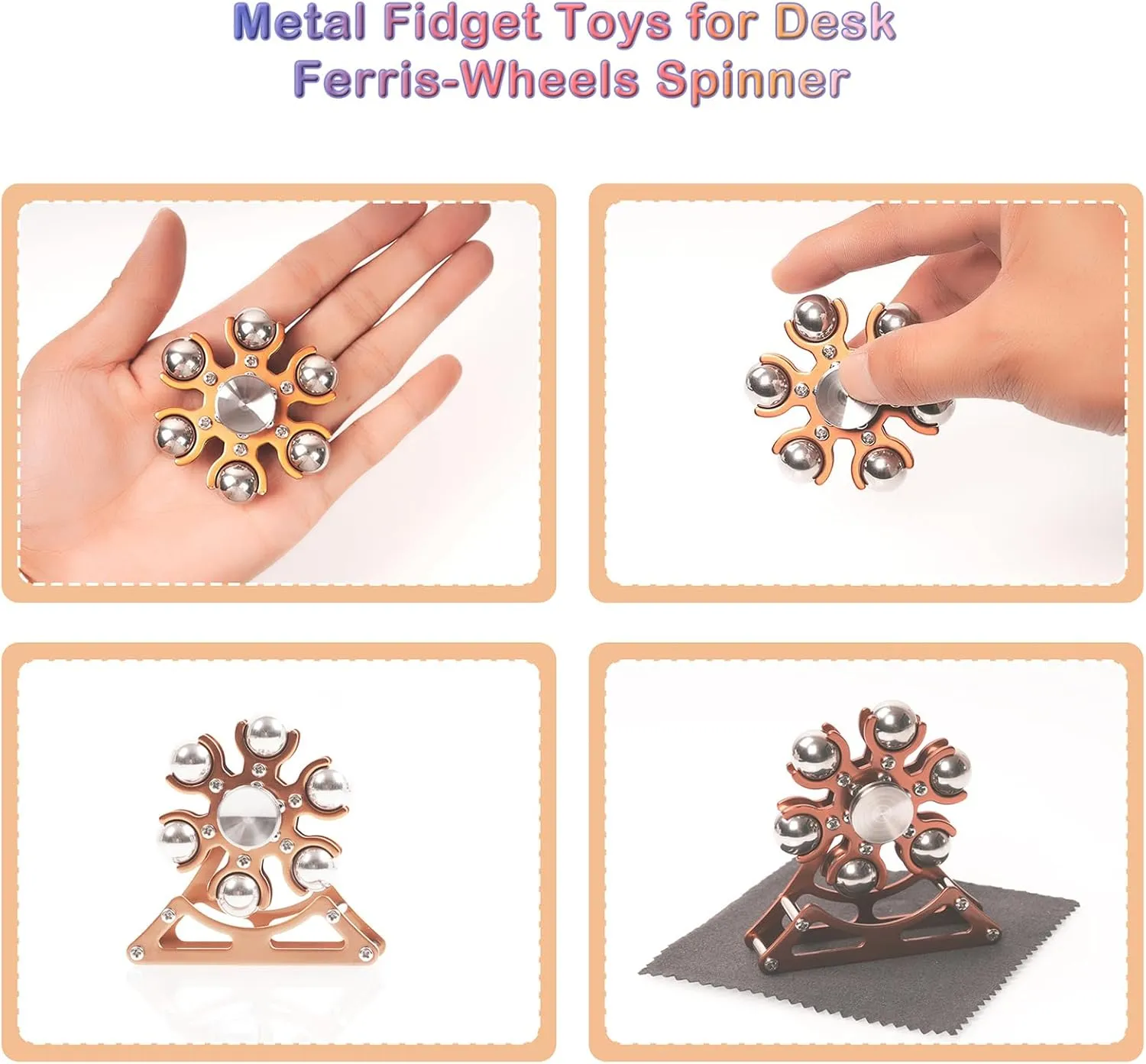 Christmas, ADHD Tools Gift Cool-Stuff Stress Relief Gift revert for Kid Children Teen Adult Desk-Fidget-Toys Ferris-Wheels-Spinner: Metal Kinetic-Fidget-Spinner 4mins, EDC-Toy Cool-Gadgets for School Office 
