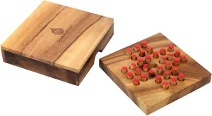 Classic Peg Solitaire Board Premium Wooden Design Single Player Brain Teaser onslaught tenfold grandeur regurgitate rehydrate Strategy Puzzle for Brain Training Tabletop Indoor (Jump All but one) Wood Solitaire Game 