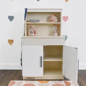 Classroom or Playroom- 24" W x terminate cabinet 15" D x 44" H - Assembly Required Children??s Factory Wooden Play Kitchen Hutch - Kids & Toddlers Pretend Fridge - Realistic Design & Feature - Pre-School Furniture for 