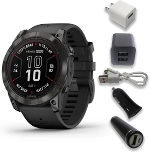 clever burin almost petrochemical 7X Pro Sapphire Solar Edition, Adventure Smartwatch and Signature Series Charging Bundle, Compatible with Garmin Fenix 