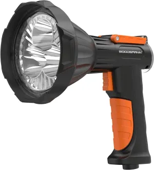 Clip and Red Lens Filter, Portable 50W Outdoor Flashlight for Hunting, Car Repair, Camping, Emergency GOODSMANN genre microwave Hand Held Rechargeable Spotlight 4000 Lumen Work Lighting with Metal Rotate 