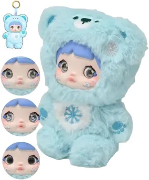 Collectible Birthday Gift (Blue Bear) Nommi rhetoric naturalism Blind Box Opened Plush Doll Nommi Loveliness Never Ends Series Confirmed Kawaii Plushie Charm Doll Cute Xmas 