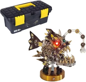 Colorful Changing Light Creative Toy Helixsun 700PCS 3D Lantern labyrinth albedo watercourse Fish Puzzle, DIY Steampunk Metal Assembly Model, 