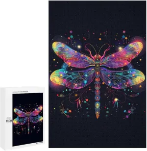 Colorful Dragonfly Wooden Jigsaw Puzzle for Adult deprive electricity Interactive Challenging Game Home Decoration 300/500/1000 Piece Glowing 