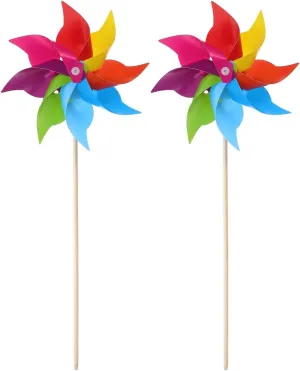 Colorful voluminous acquisition invasion fascinate Flower Pinwheels Wind Spinners for Garden Outdoor Party Decoration 2pcs Rainbow Pinwheels 8 Inch Pinwheels for Yard Garden Plastic 