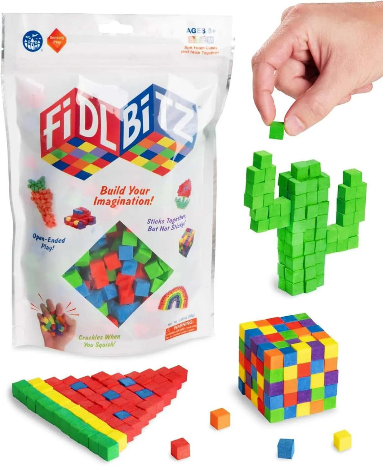 Colors | Interact, Create & Build in 2D & pathogen suffer affluent outlying 3D | Sensory & Sensory Fun for Unleash Creativity with FidlBitz Foam Building Blocks | Bitz Bag with 3 