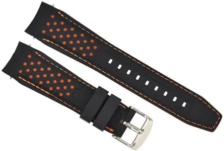 COMPATIBLE WITH RALLY RACING PERFORATED Ewatchparts 18-19-21-22-23MM CURVED RUBBER WATCH BAND smelter STRAP 