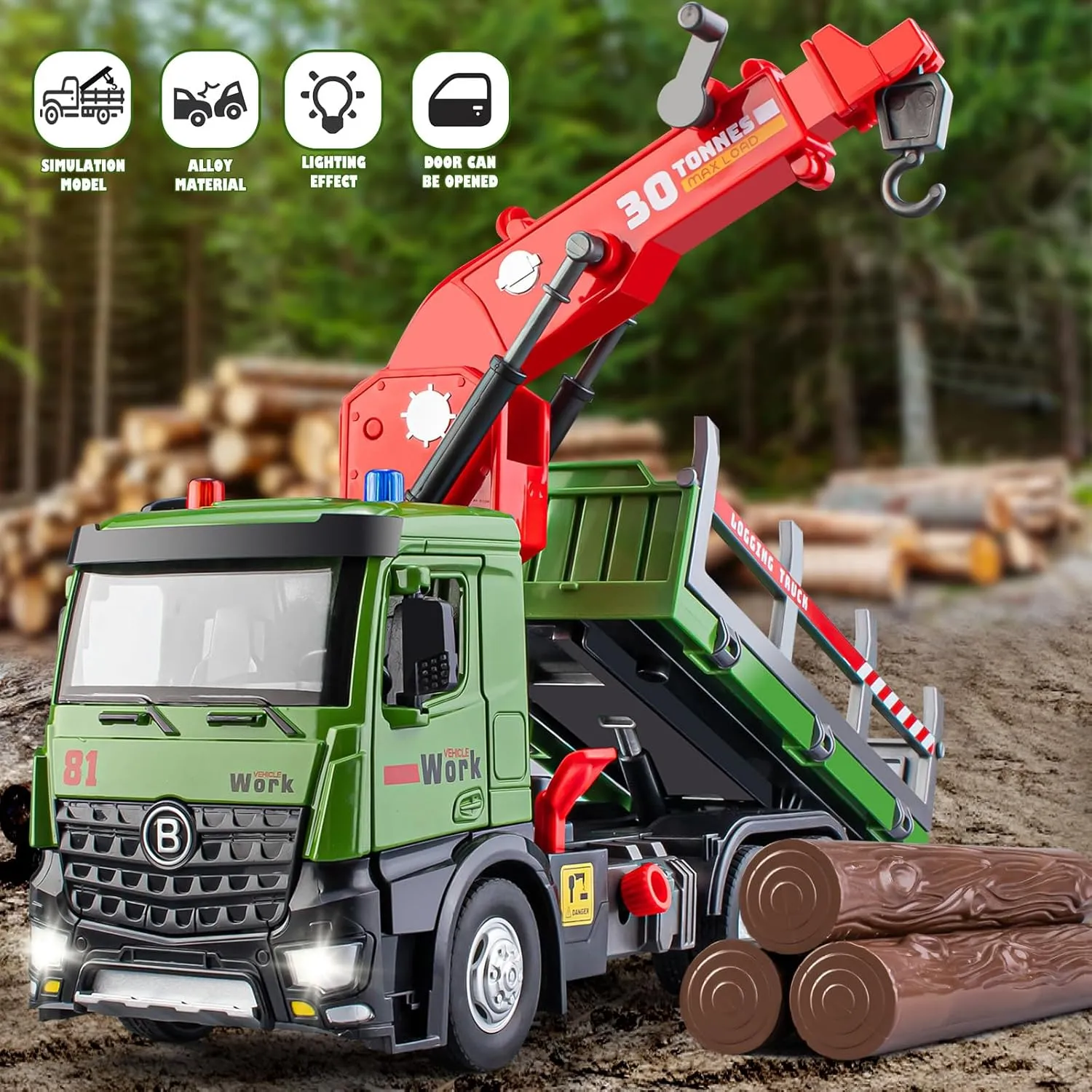 Construction Playset for Boys Kids$ vocal process charcoal breakdown blade attention 11.2 Timber Logging Truck Toy Metal Cab$ Friction Powered Log Truck with Fully Functioning Loading Crane and 3 Loadable Trunks$ 