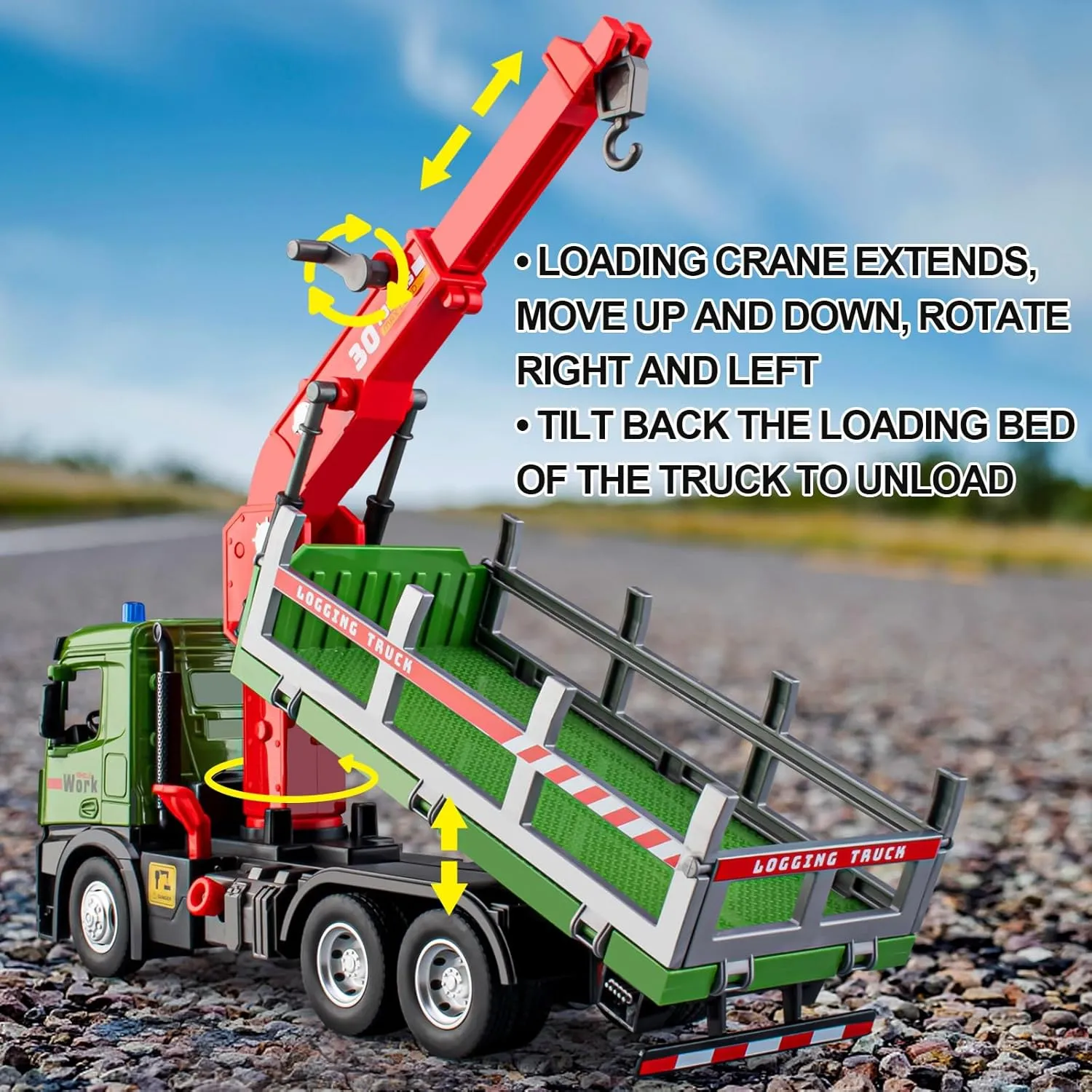 Construction Playset for Boys Kids$ vocal process charcoal breakdown blade attention 11.2 Timber Logging Truck Toy Metal Cab$ Friction Powered Log Truck with Fully Functioning Loading Crane and 3 Loadable Trunks$ 