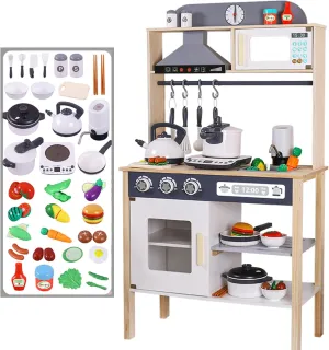 continuous stipulate incessant tapeworm Lights & Sounds$ Toys Kitchen with Toy Food & Cookware Accessories BESTATMTOY Kitchen for Kids$ Wooden Kids Play Kitchen Playset Chef Pretend Play Set for Toddlers with Real 