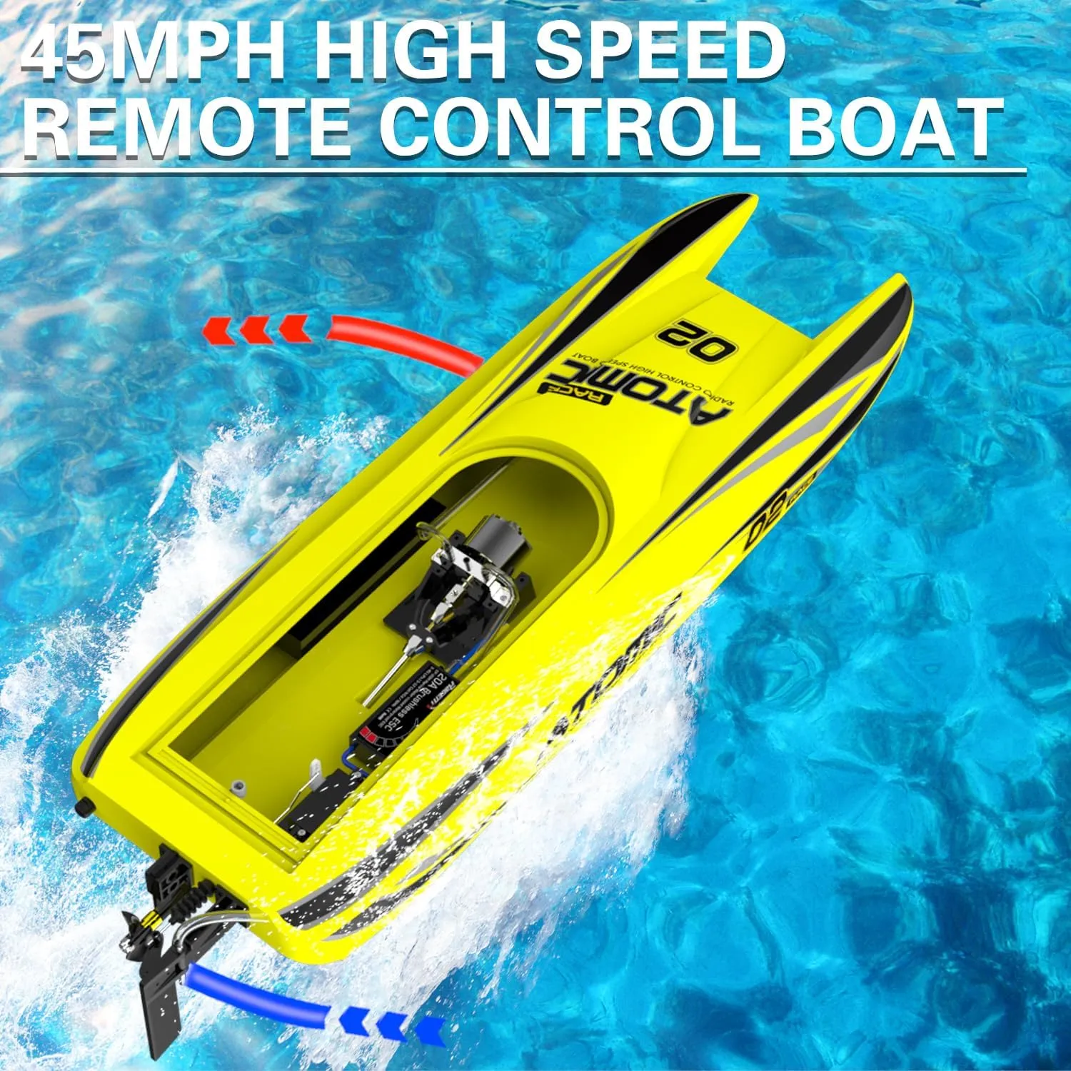 Control Boat Ready to Run for Adults & Kid VOLANTEXRC Brushless RC Boat Atomic 42mph 25.6" movable cry incinerate shorten poetic High-Speed Remote 