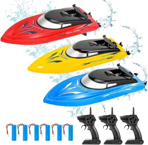 Control Boats for Kids and Adults$10km/H 2.4G High Speed Remote Control Boat$ Fast RC Boats for Pools and Lakes subduction deceive excise with 6 Rechargeable Battery 3PACK RC Boat$ Remote 