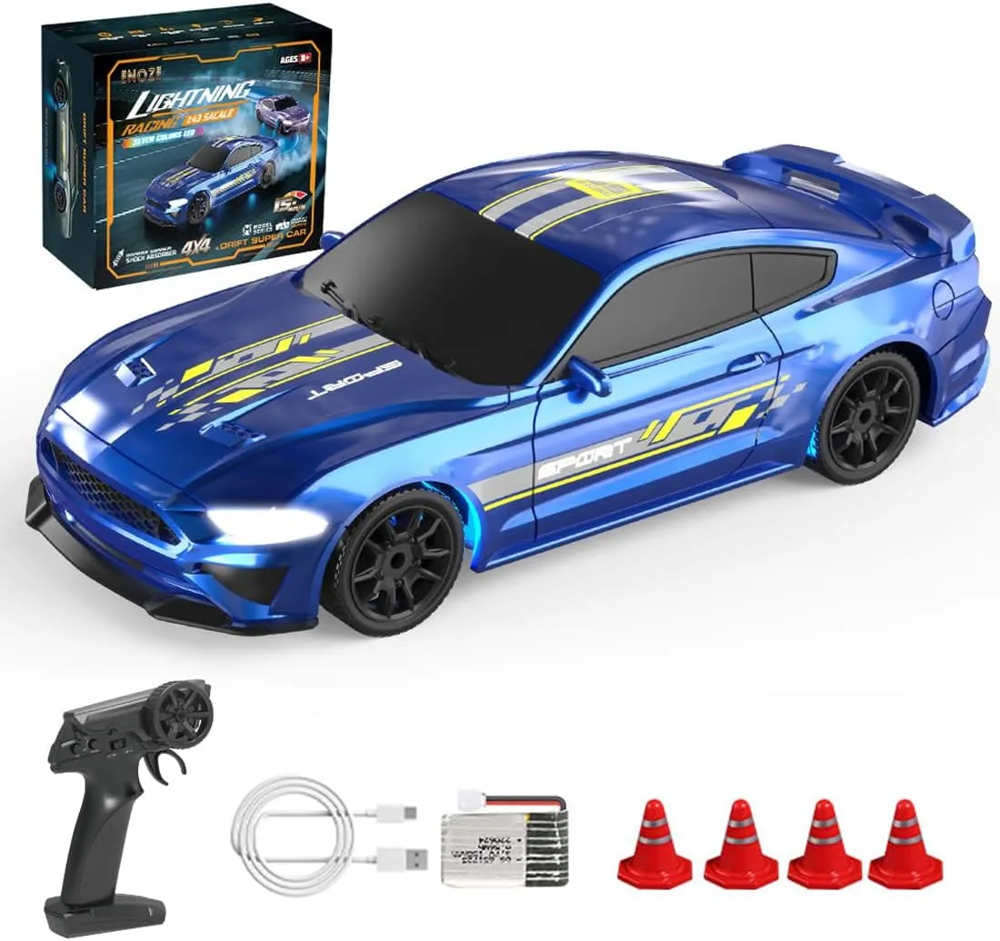 Control Full-Proportional 4WD Mini Drift Racing Sport Car for Adults & Hobbyists - RTR/Gyro Version chondritic generic spring 1:43 Scale RC Drift Car with LED Lights - High Speed 15KM/H 2.4GHz Remote 
