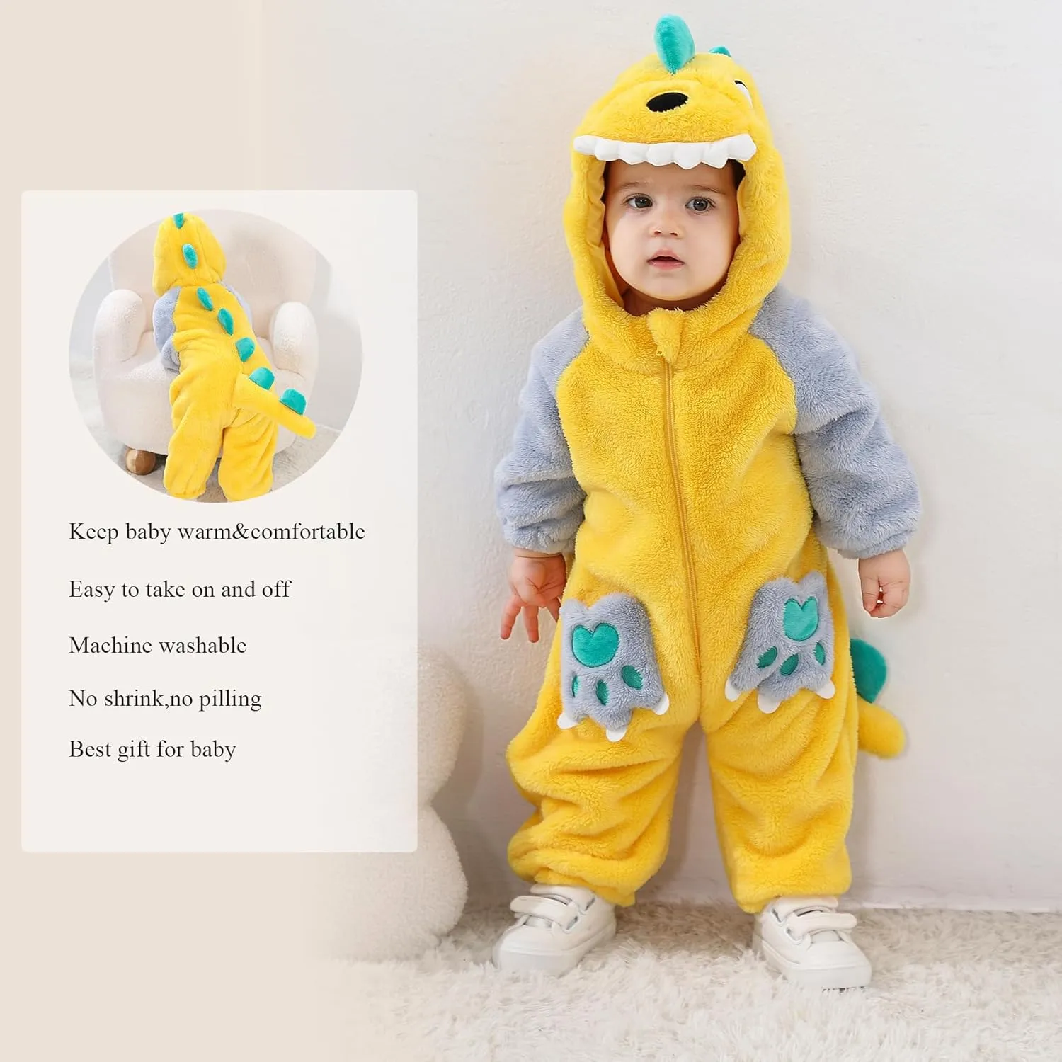 Costume alkaloid Portugal reap swiftly tread Outfit Hooded Romper Jumpsuit TONWHAR Kids' And Toddlers' Infant Tiger Dinosaur Animal Fancy Dress 