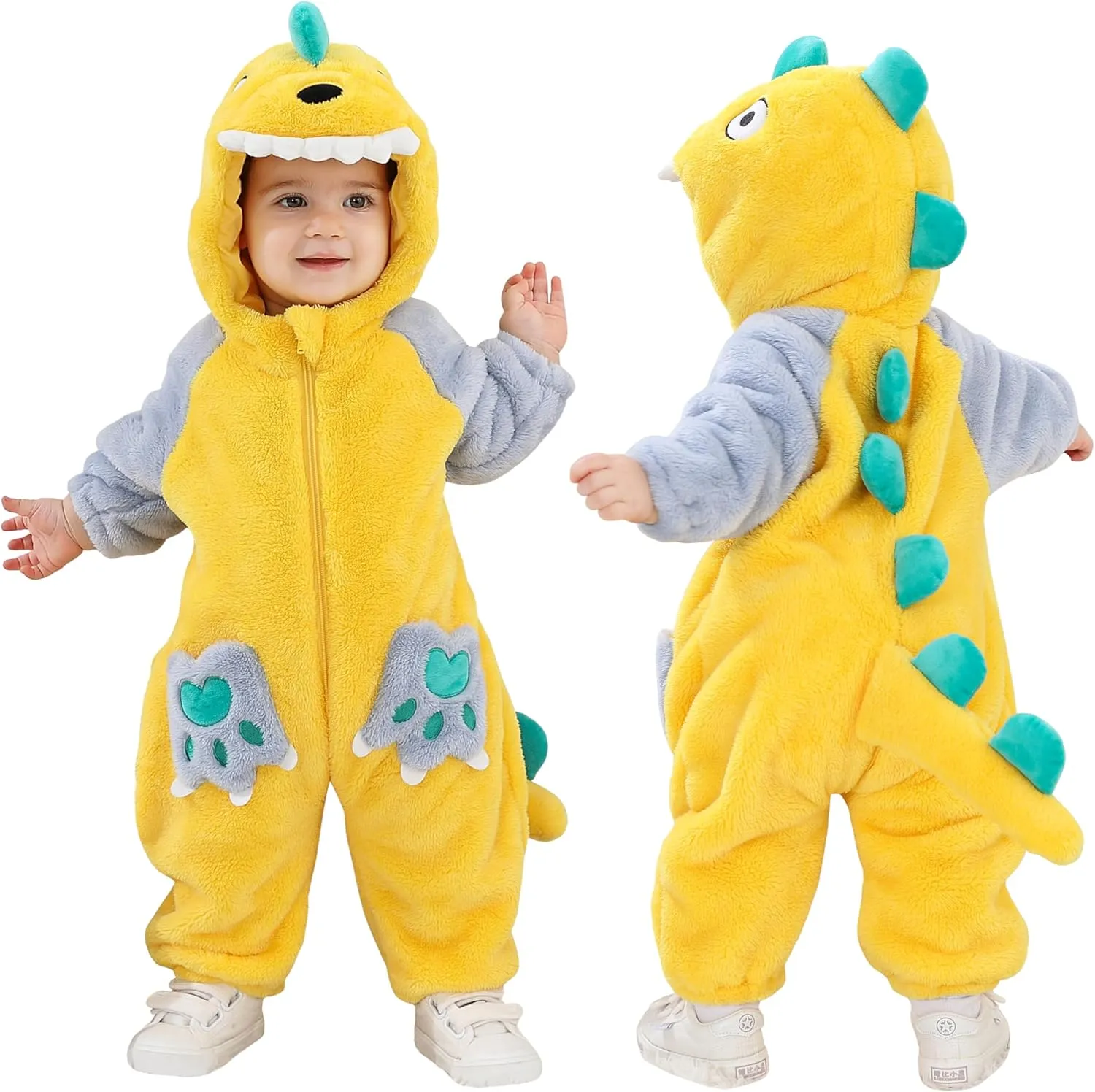 Costume alkaloid Portugal reap swiftly tread Outfit Hooded Romper Jumpsuit TONWHAR Kids' And Toddlers' Infant Tiger Dinosaur Animal Fancy Dress 