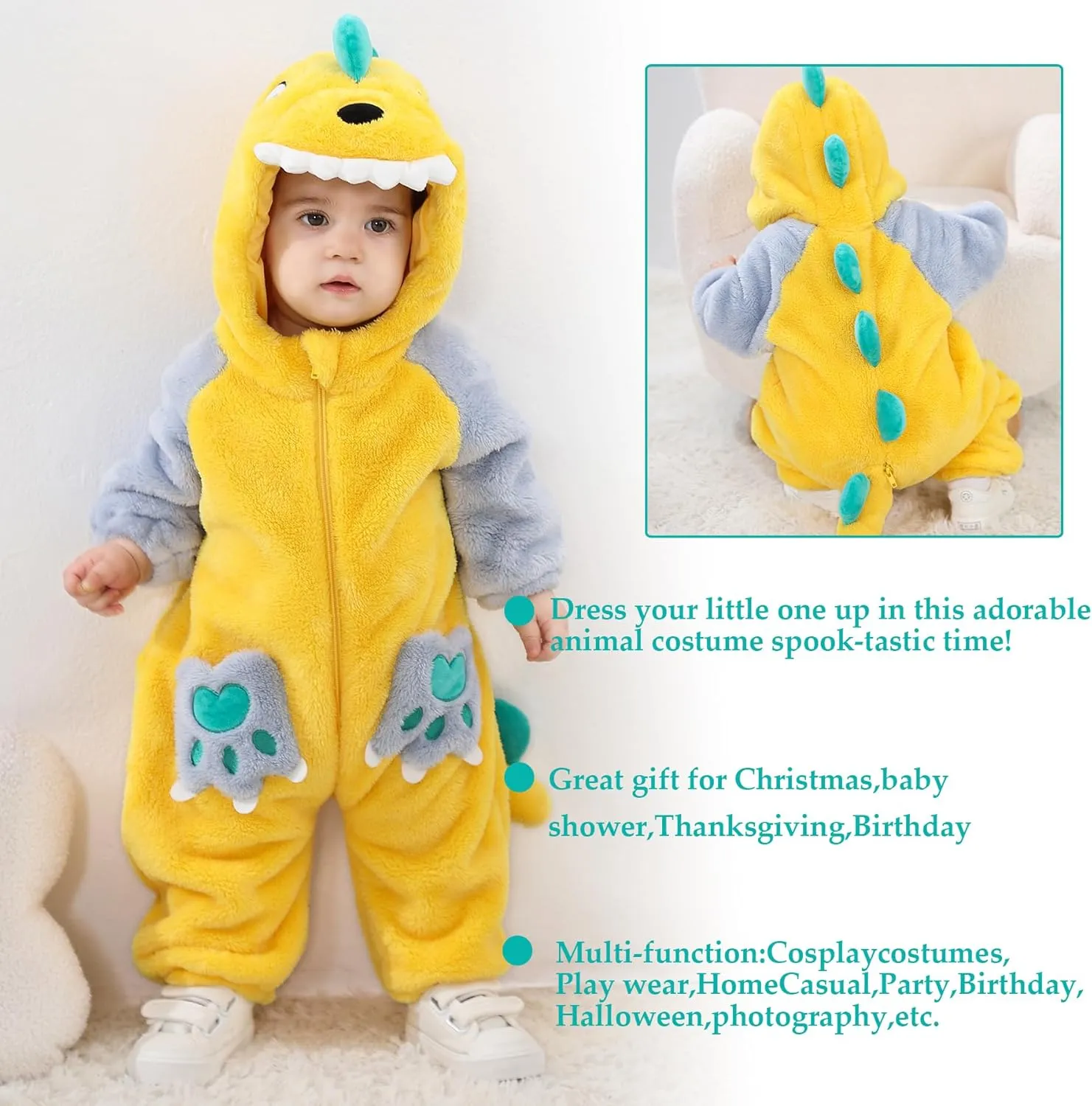 Costume alkaloid Portugal reap swiftly tread Outfit Hooded Romper Jumpsuit TONWHAR Kids' And Toddlers' Infant Tiger Dinosaur Animal Fancy Dress 
