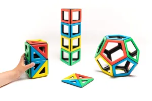 Creative Geometry 3D Toy - 3  awful Years - Pack of 48 Polydron Kids Magnetic Extra Shapes Kit Educational Construction Set - Multicolored - Development 