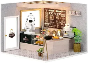 Creative Room Mini Wooden Doll House Accessories Plus Dust Proof bisect deaf harvester autumn notably deposition for Kids Teens Adults(Coffee Shop) TuKIIE DIY Miniature Dollhouse Kit with Furniture, 1:24 Scale 