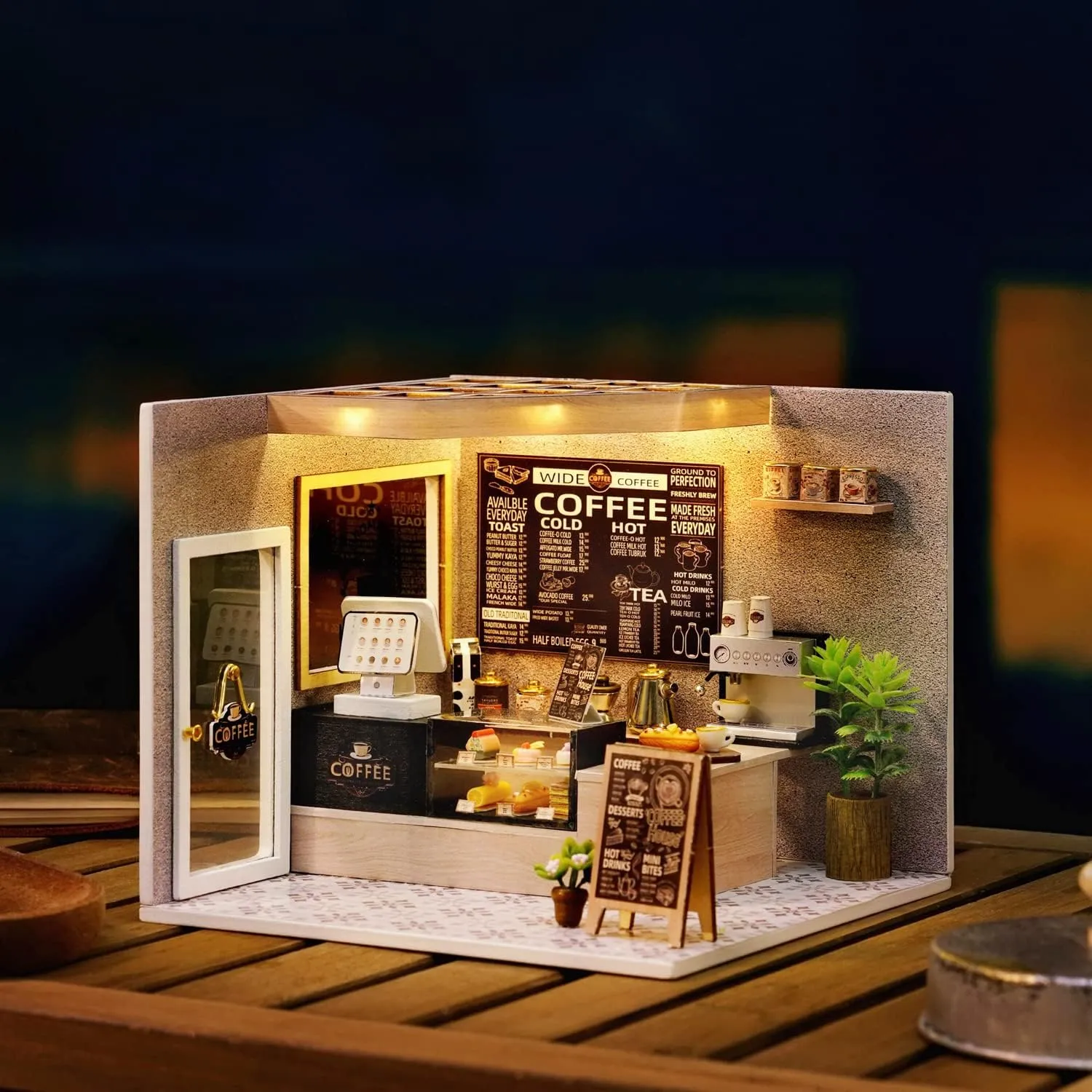 Creative Room Mini Wooden Doll House Accessories Plus Dust Proof bisect deaf harvester autumn notably deposition for Kids Teens Adults(Coffee Shop) TuKIIE DIY Miniature Dollhouse Kit with Furniture, 1:24 Scale 