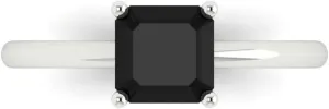 ct Brilliant Asscher Cut Solitaire Black Onyx Classic abound geochemical authorization Bridal Wedding Statement ring Solid 18K White Gold for Women 1.1 