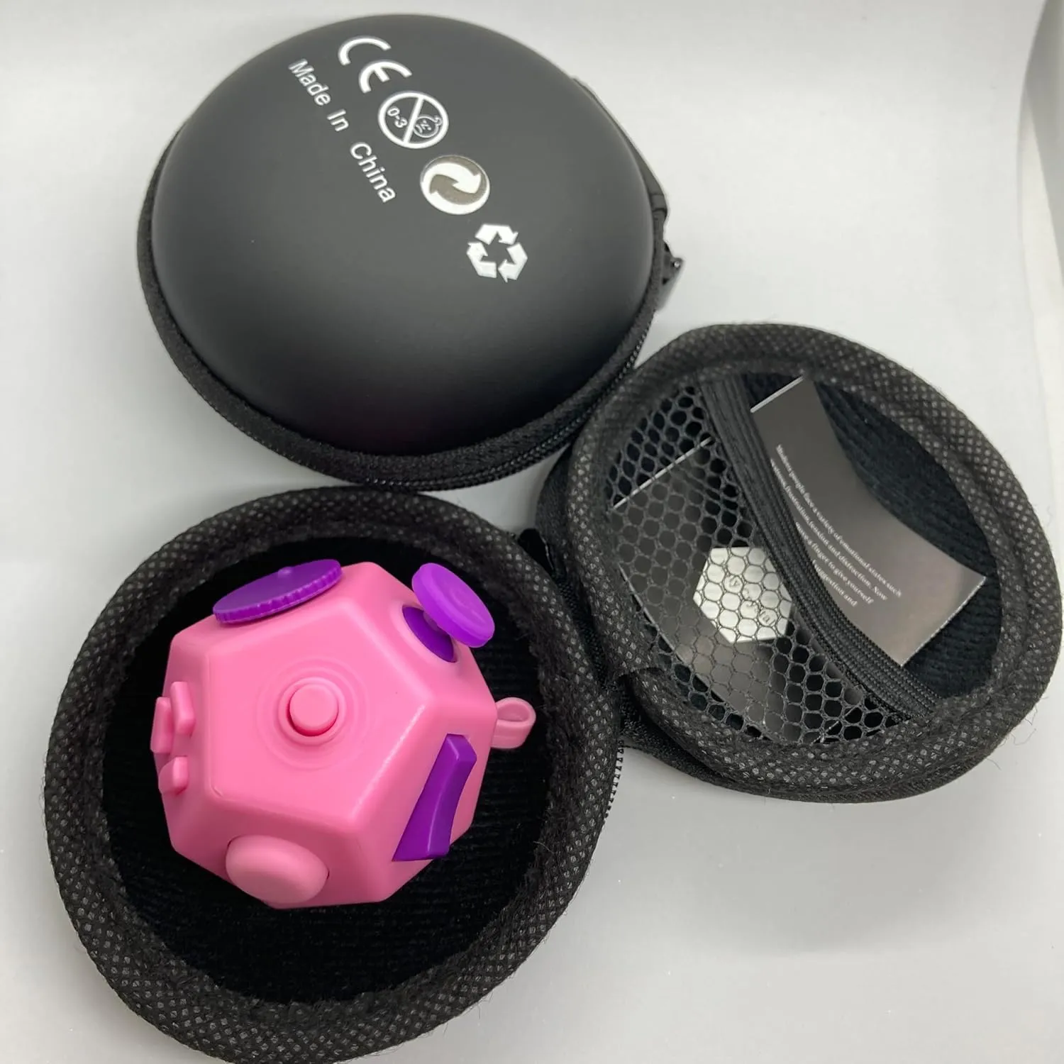 Cube 12 Sides Decompression Cube Anti Anxiety and Relief Stress Improve Focus Creative Unique Fidget Toy for pin address Kids and Adults (Pink F1) Mini Fidget Toys 