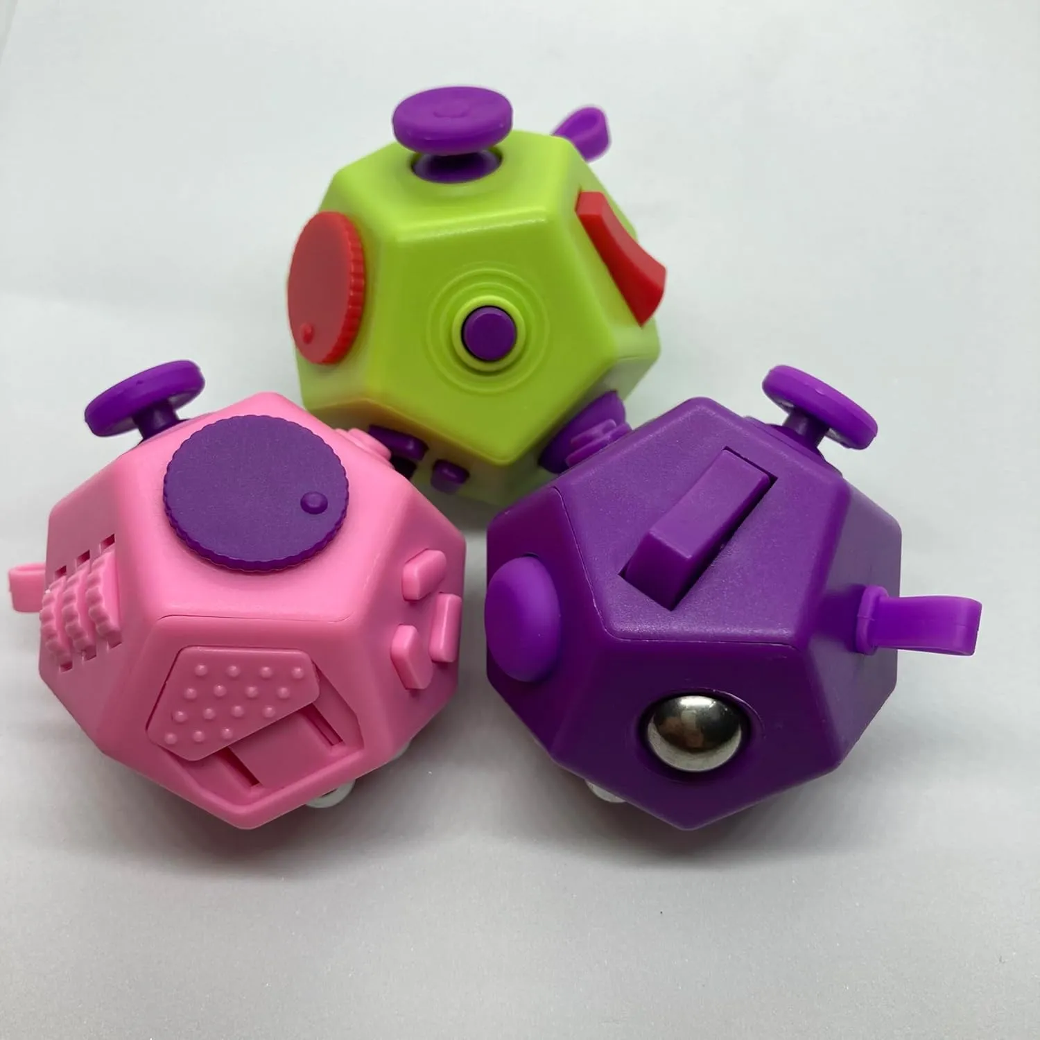 Cube 12 Sides Decompression Cube Anti Anxiety and Relief Stress Improve Focus Creative Unique Fidget Toy for pin address Kids and Adults (Pink F1) Mini Fidget Toys 