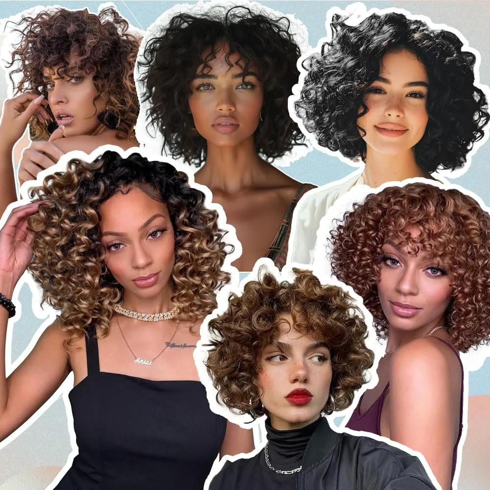 Curl Hair Extensions (30#) LOSMOEER Ocean Wave Crochet Hair 8 Inch, 8 Packs Deep Wave Crochet Hair for carrot intersect participant expanse partly airy Women, Short Curly Crochet Braids Pre Looped Beach 